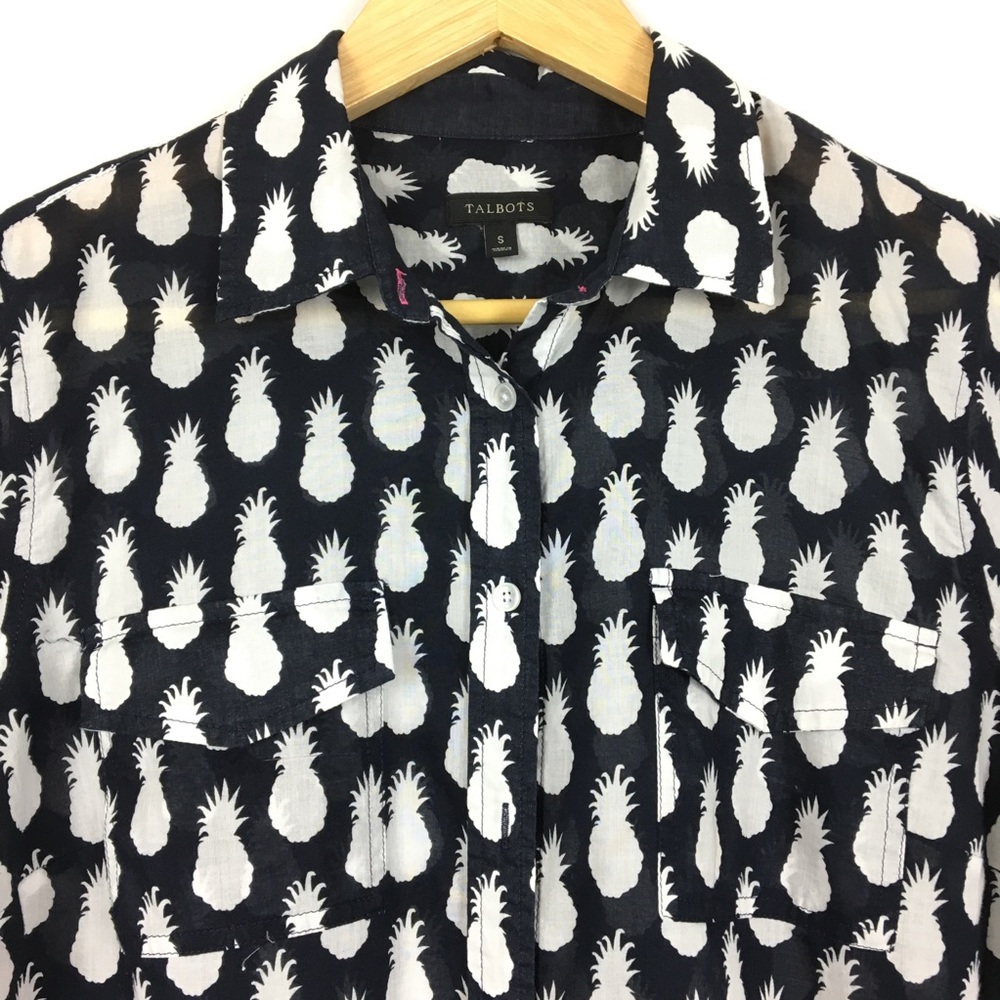Talbots Pineapple Button Down Shirt S - image 3